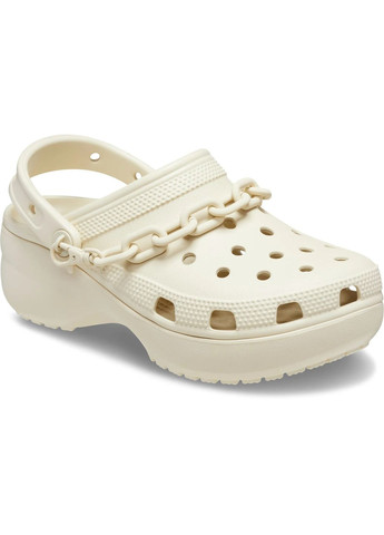 Бежевые женские кроксы classic platform chain clog bone m4w6--23 см 206750 Crocs