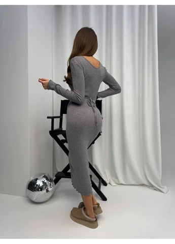 Графитовое платье длинное No Brand