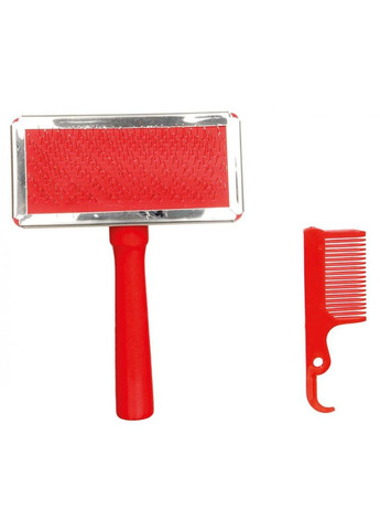 Щетка-пуходерка с деревянной ручкой и пластиковая расческа, 9х13 см, набор Trixie (355256981)