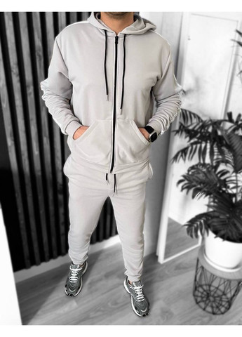 Серый демисезонный костюм спортивный мужской петля двунитка,не кошлатится,штаны и кофта с лампасами Україна