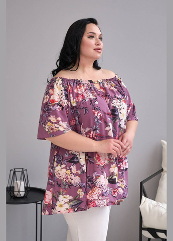 Тёмно-синяя расклешенная блуза сильва сиреневая 58 Tatiana