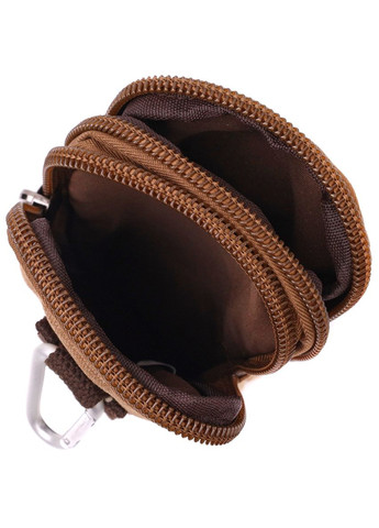 Добротна сумка-чохол на пояс із металевим карабіном із текстилю 22225 Коричневий Vintage (329150047)