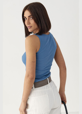 Приталенная майка в рубчик с декоративными швами Lurex — 323644692