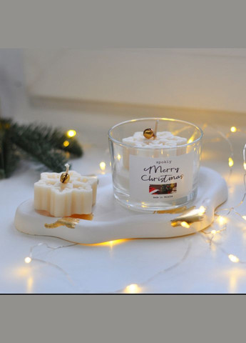 Новогодняя свеча ручной роботы из соевого воска «Snowflakes» SP2390, 100 г Spokiy (322948808)