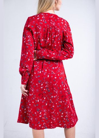 Красное платье на запах красного цвета Simple Wear с цветочным принтом