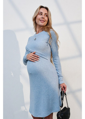 Блакитна блакитна сукня для вагітних та годуючих зі щільного трикотажу Юла мама