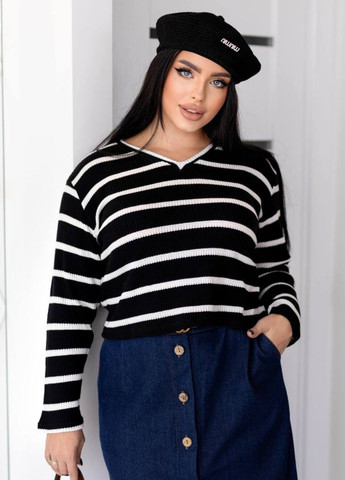 Чорний демісезонний светр з v-образним вирізом Tik-Tak