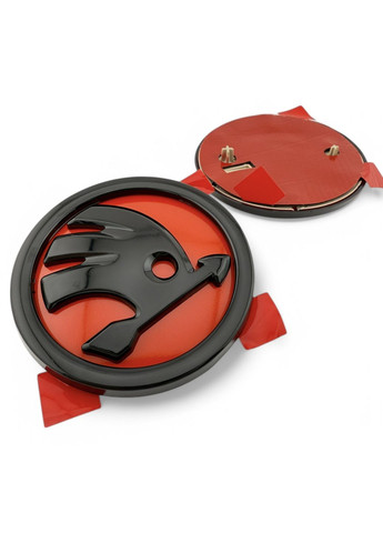 Емблема значок логотип на капот, багажник Шкода 80мм, Червона Skoda (354698389)