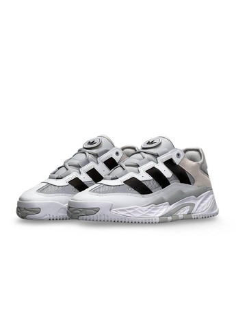 Черные демисезонные кроссовки мужские adidas niteball prm white gray black адидас найтбол No Brand