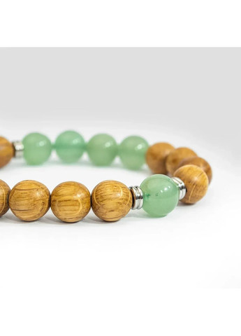 Браслет Інь-Янь із деревини Дуба та Авантюрина на зап'ястя 19 см Treelure (372795926)