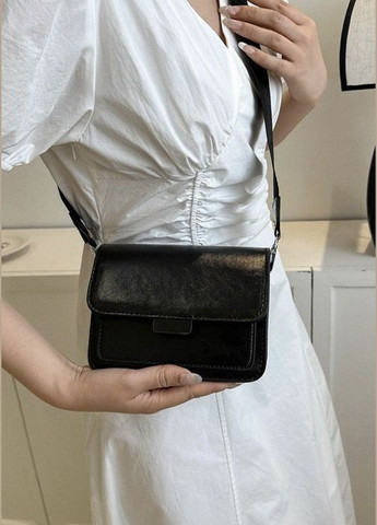 Женская классическая сумка 6006 кросс-боди через плечо на тонком ремешке черная No Brand (296008158)