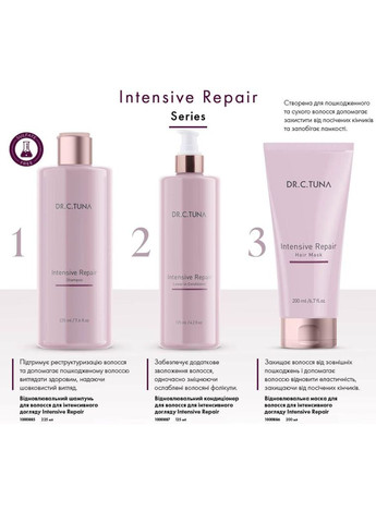 Восстановительная маска для волос для интенсивного ухода Intensive Repair Dr. C. Tuna 200 мл Farmasi (294944717)