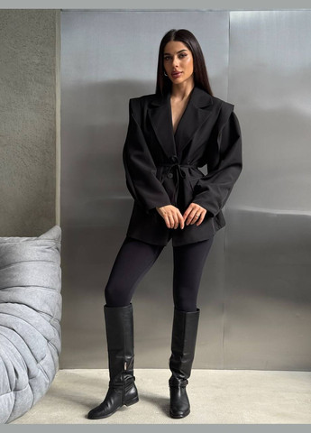 Черный женский трендовый оверсайз пиджак Vakko однотонный - всесезон