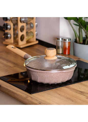 Алюмінієвий сотейник 2,7 л з мармуровим антипригарним покриттям Ø 24 см HP-4-436CO (A-033096) MGC (342759091)