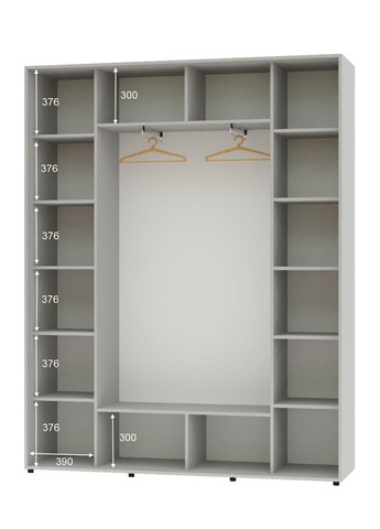 Шкаф-купе трехдверный 170*45*250 Серый 3 двери ДСП ШК-04 Алекса (360479298)