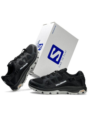 Темно-серые демисезонные кроссовки мужские salomon black grey No Brand Tech Amphib 5