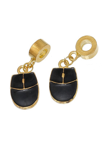 Подвески металлические Кулон компьютерная мышка Золотистая черная эмаль 32 мм x 12 мм Finding (323167537)