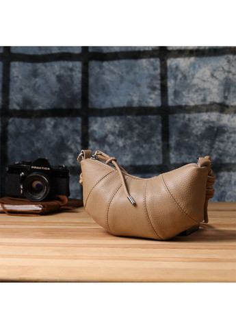 Сумка хобо на плече жіноча з натуральної шкіри маленька Бежевий 39292 Vintage (352308192)
