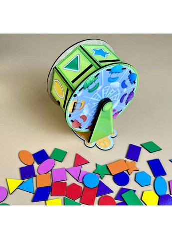 Дерев'яний сортер "Барабан" (ПСФ135) PSF135 геометричні фігури Ubumblebees (368709491)