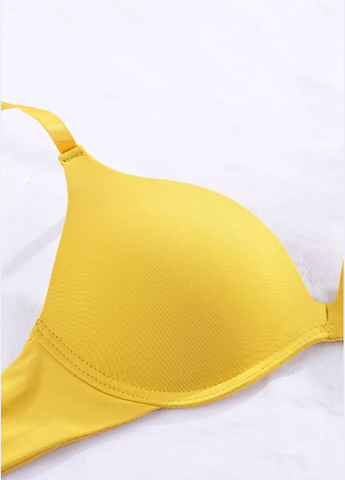Жовтий безшовний комфортний жіночій безшовний бюстгалтер однотонний, без кісточок, на гачках Veronica без кісточок