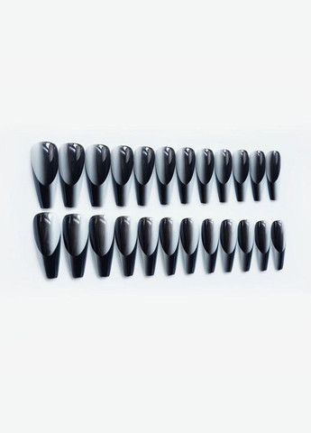 Накладні нігті з ефектом 3D зі скотчем і пилочкою чорно-сірі 24 шт Nails (292312890)