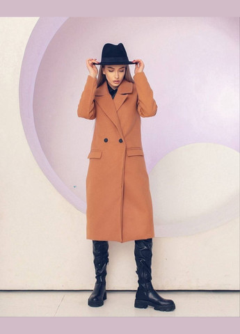 Бежева жіноче пальто з кашеміру колір мокко р.50/52 448932 New Trend