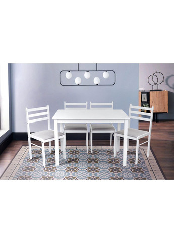 Комплект кухонний Стіл + 4 стільці JERSIE Білий 857506-02 857506 Comfort Line (355467882)