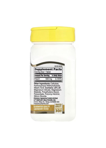 Niacin, ніацин пролонгованого вивільнення, 500 мг, 100 таблеток 21st Century (367115678)