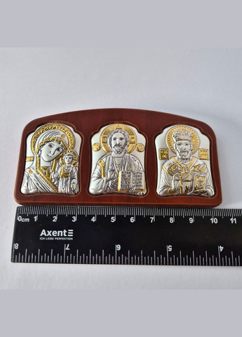 Автомобільна ікона на дереві Казанська Богородиця Іісус Св.Миколай Срібло 925 проби Позолота No Brand (306742647)