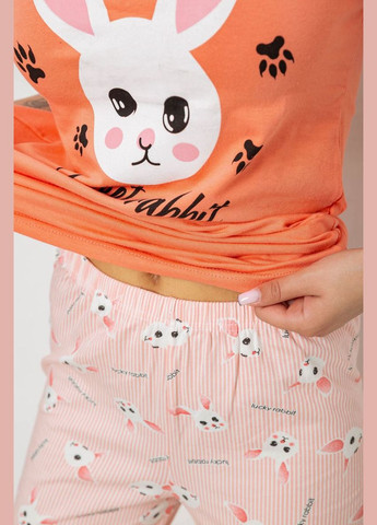 Оранжевая пижама женская с принтом Polkan 243R15846