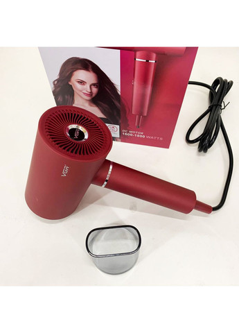 Профессиональный фен для волос V-431 мощностью 1600-1800Вт с режимом холодного воздуха. Цвет: красный VGR (372600816)