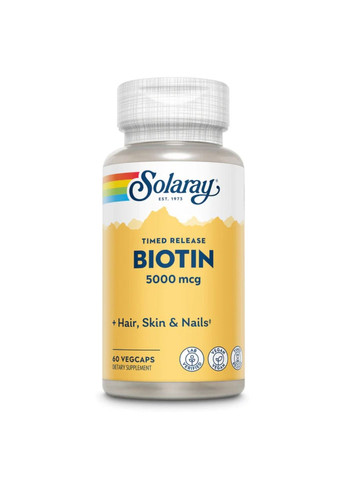 Добавка Biotin 5000mcg - 60 vcaps Solaray (285787862)