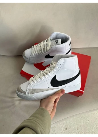 Белые летние кроссовки nike blazer mid white black найк блейзер No Brand