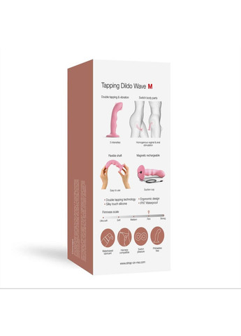 Насадка страпона с двойной точечной пульсацией Strap-On-Me TAPPING DILDO WAVE – CORAL PINK, М No Brand (366878000)