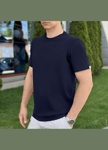 Синяя стильная мужская однотонная футболка синяя с коротким рукавом Freedom