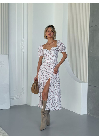 Молочное кэжуал платье Larionoff с цветочным принтом