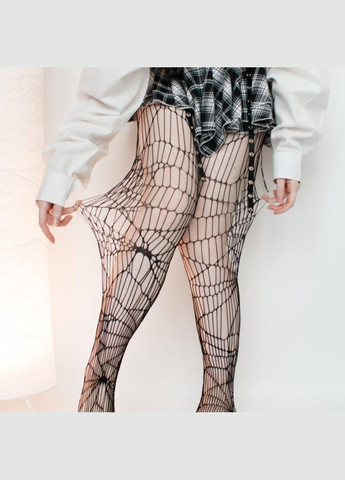 Ажурні колготки сітка павутиння чорні колготи наче порвані рвані жіночі з плетінням павука готичні міцні one size висока посадка No Brand (326599922)