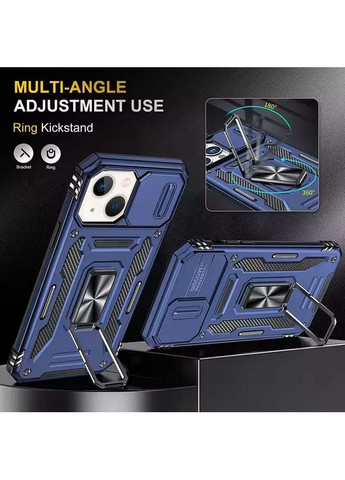 Ударопрочный чехол Camshield Army кольцо для Apple iPhone 13 / 14 (6.1") Синий Epik (372499275)