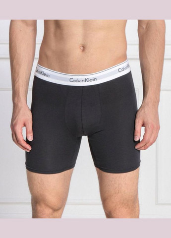 Набор боксеров мужских трусов удлиненный фасон men boxer 3 шт в наборе, размер L черные, с белым поясом. Calvin Klein Боксери (337311068)