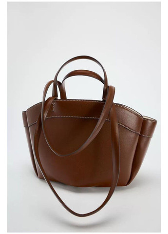 Сумка жіноча коричнева з екошкіри - велика сумка шопер на плече No Brand (366668736)