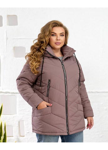 Світло-коричнева зимня куртка зима плащівка еммі,синтепон 250,з кишенями та капюшоном Україна