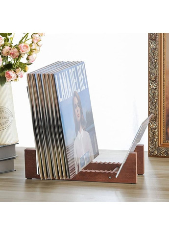 Держатель органайзер подставка для виниловых пластинок и книг 34х9 Dark wood SP-100-11 No Brand (366304127)