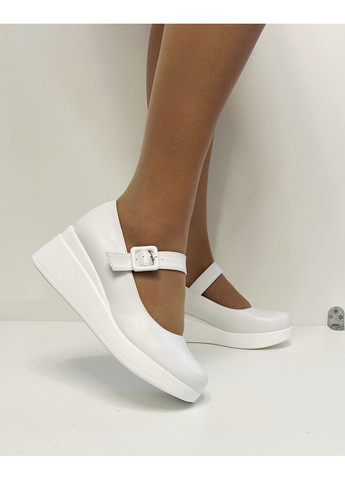 Bashili Туфли женские на танкетке ремешке эко кожа белые мери джейн белый з искусственная кожа, — всесезон (373195468)