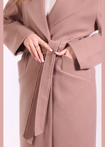 Светло-коричневое демисезонное Пальто удлиненное женское 057 кашемир мокко Актуаль