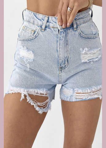 Женские джинсовые шорты с дырками - голубой цвет Lurex (330988582)