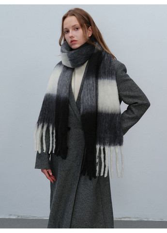 Шарф теплий в клітинку біло - сірий No Brand (370967224)