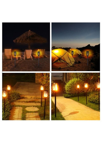 Садовий світильник на сонячній батареї ліхтар Смолоскип з ефектом полум'я мерехтливий вогонь 12 LED 515 мм No Brand (345701967)