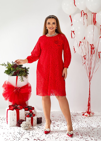 Червона святковий, вечірня сукня з гіпюру футляр No Brand однотонна