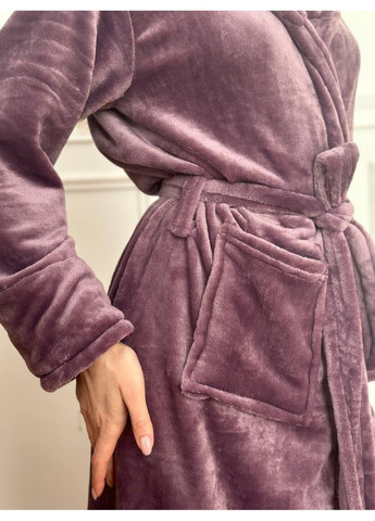 Жіночий теплий халат з поясом / Жіночий м’який халат лаванда довгий / Жіночий флісовий лавандовий халат для дому No Brand (370975724)