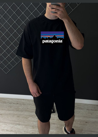 Чорна футболка бавовняна оверсайз patagonia з коротким рукавом Vakko